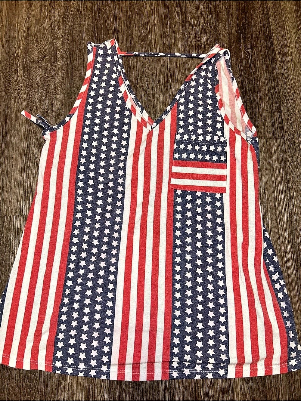 American Flag Print Tank Top in Red & Blue